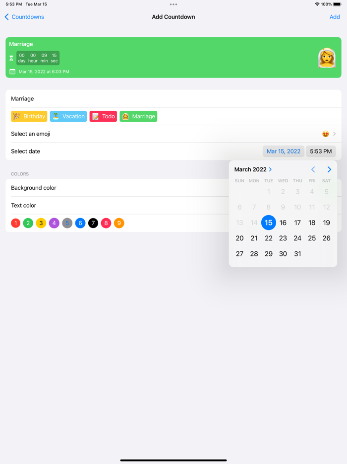 Countdown Widget Alert