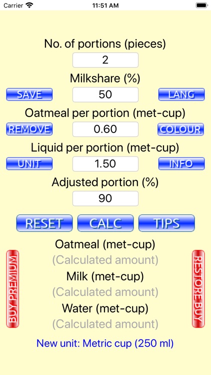 Oatmeal Calc