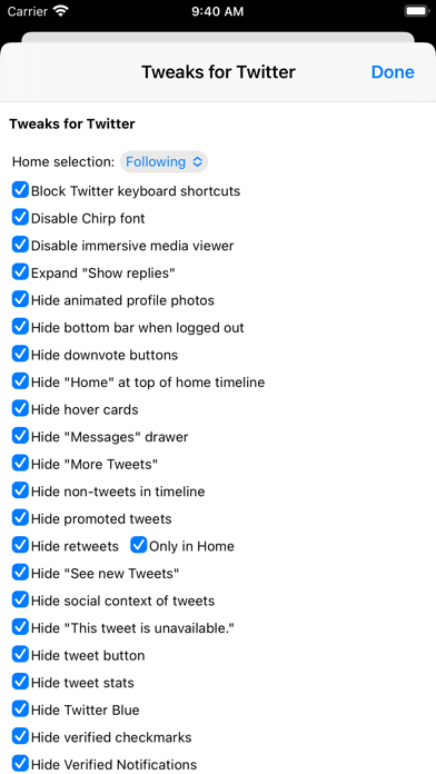 Screenshot #1 pour Tweaks for Twitter Mobile