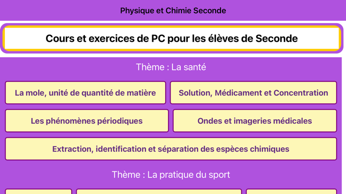 Physique et chimie Seconde