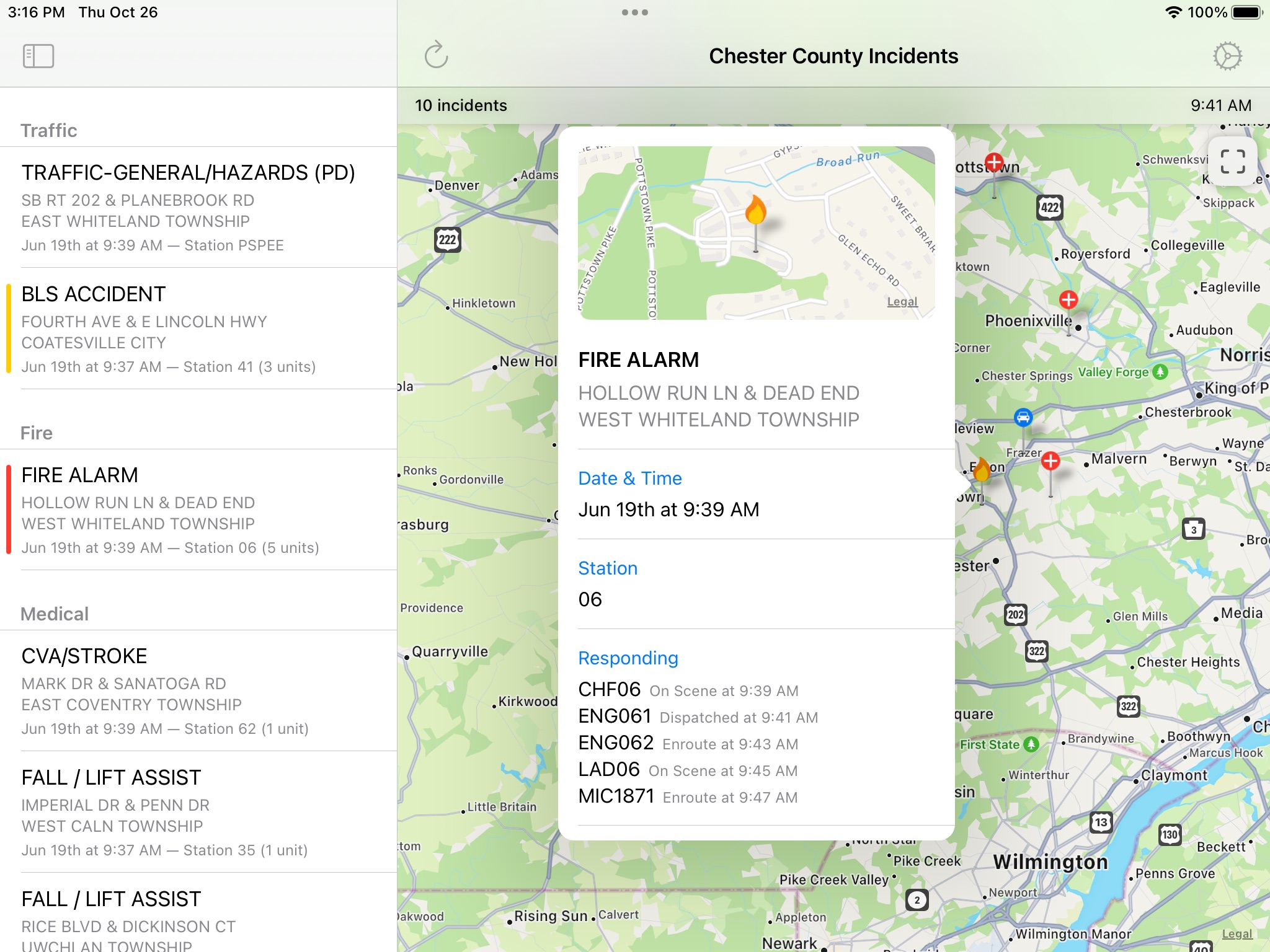 Chester County Incidents screenshot 2