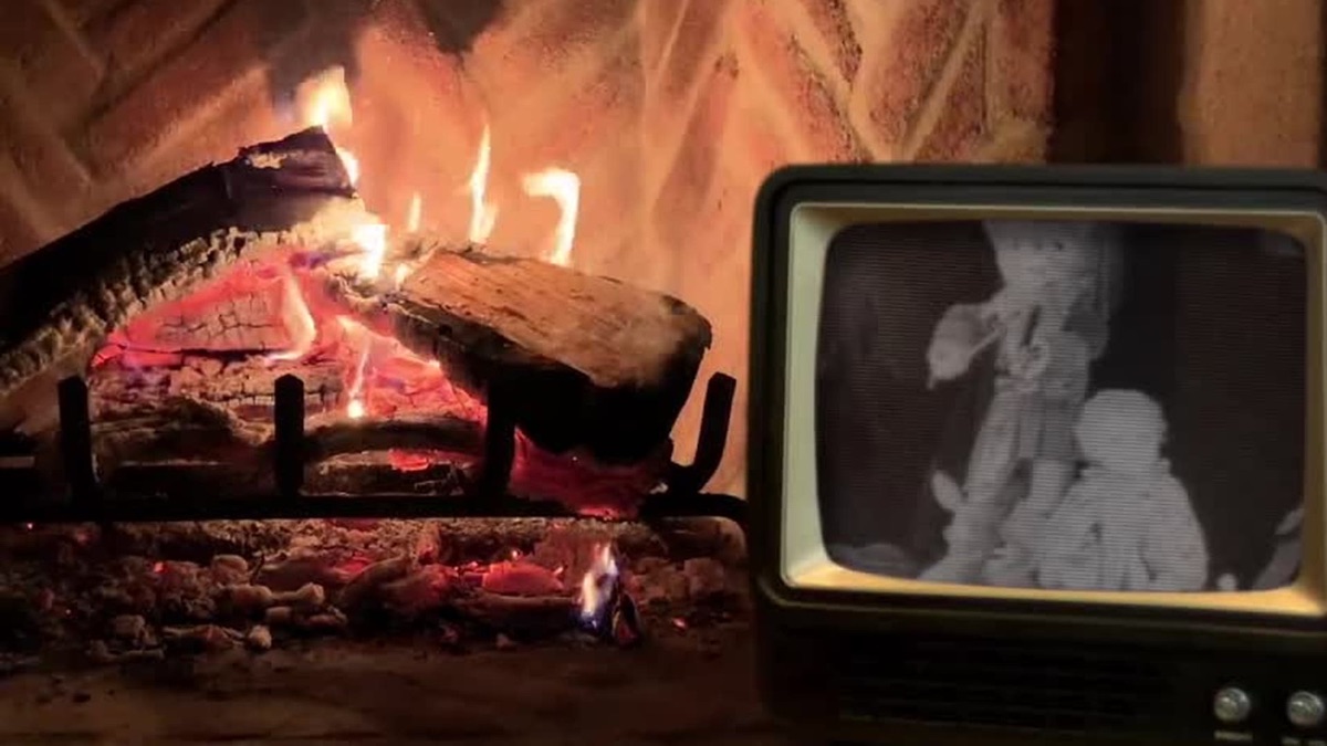 Classic Christmas Yule Log Fireplace with Holiday Shorts | Apple TV